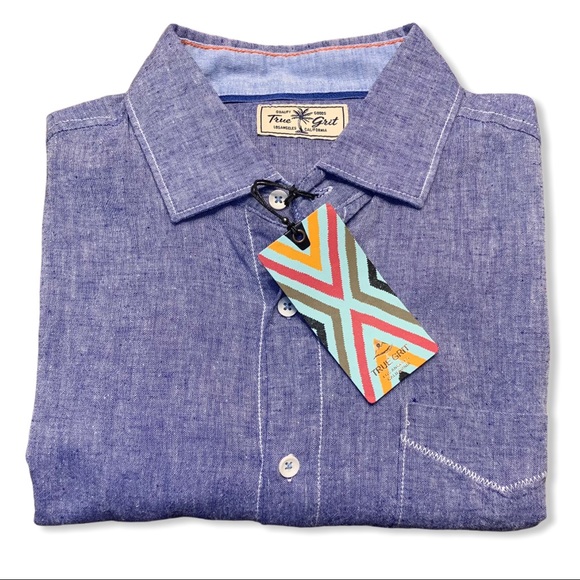 True Grit Other - True Grit Washed Melange Linen Button Down Shirt
